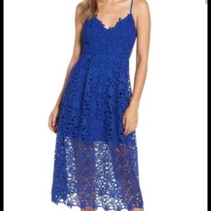 NWT ASTR The Label Blue Midi Lace Dress